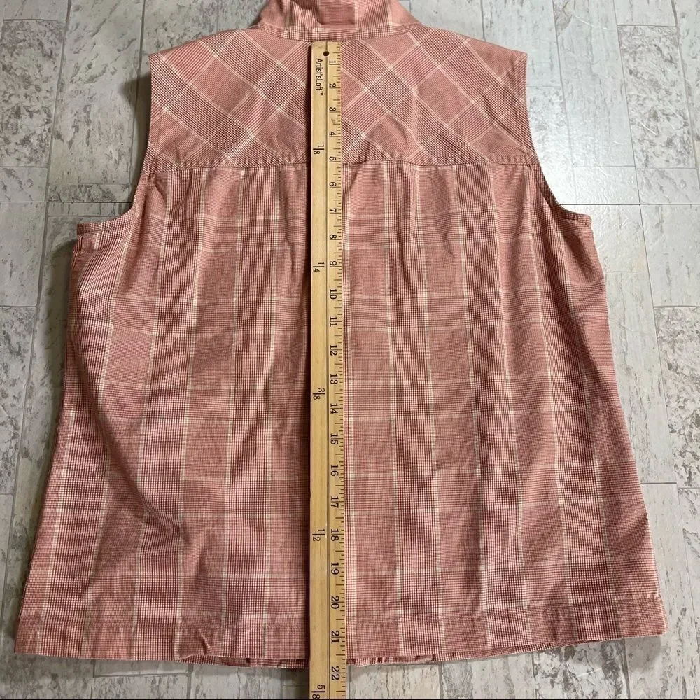 Christopher & Banks Red Cream Plaid Cotton Vest Size Small